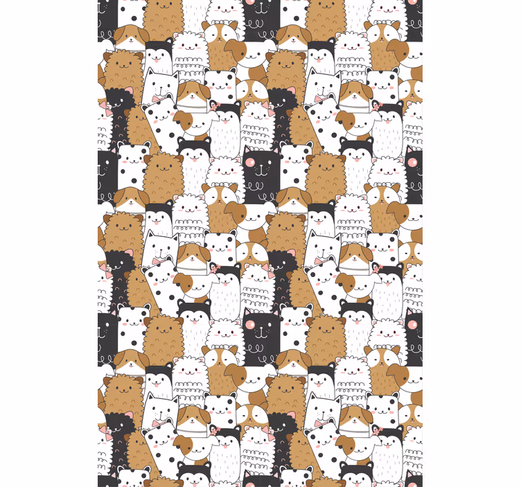 Wallpaper childrens room featuring adorable seamless dogs - TenStickers