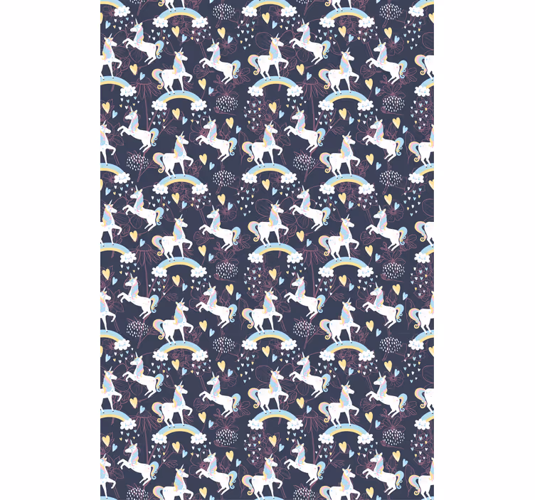 Floral pink unicorns wallpaper childrens room - TenStickers