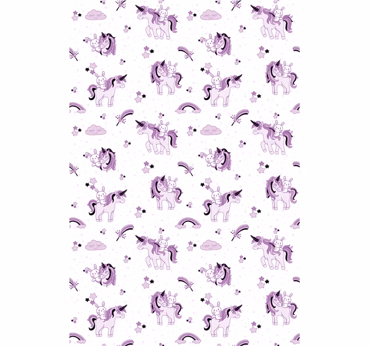 Wallpaper childrens room unicorns and rabbits - TenStickers