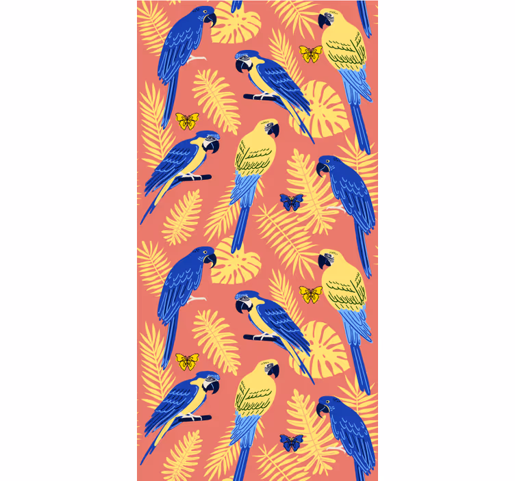 Wallpaper childrens room with parrots and butterflies - TenStickers