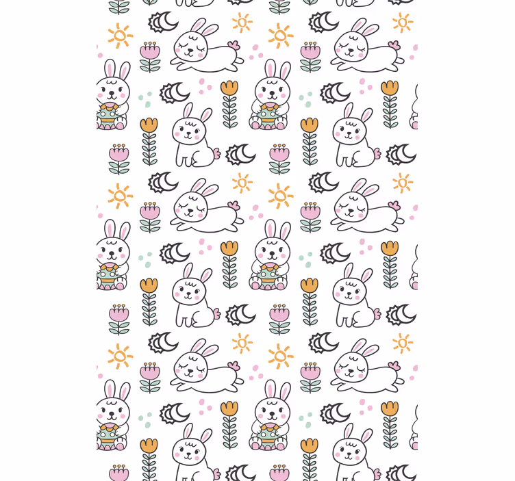 Wallpaper childrens room easter bunny design - TenStickers