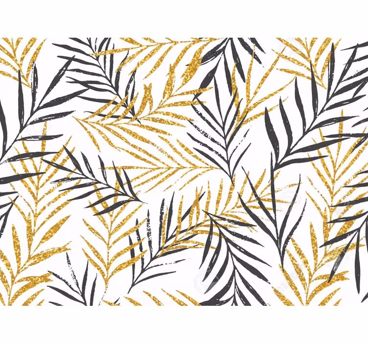 Living room wallpaper glamorous jungle leaf design - TenStickers