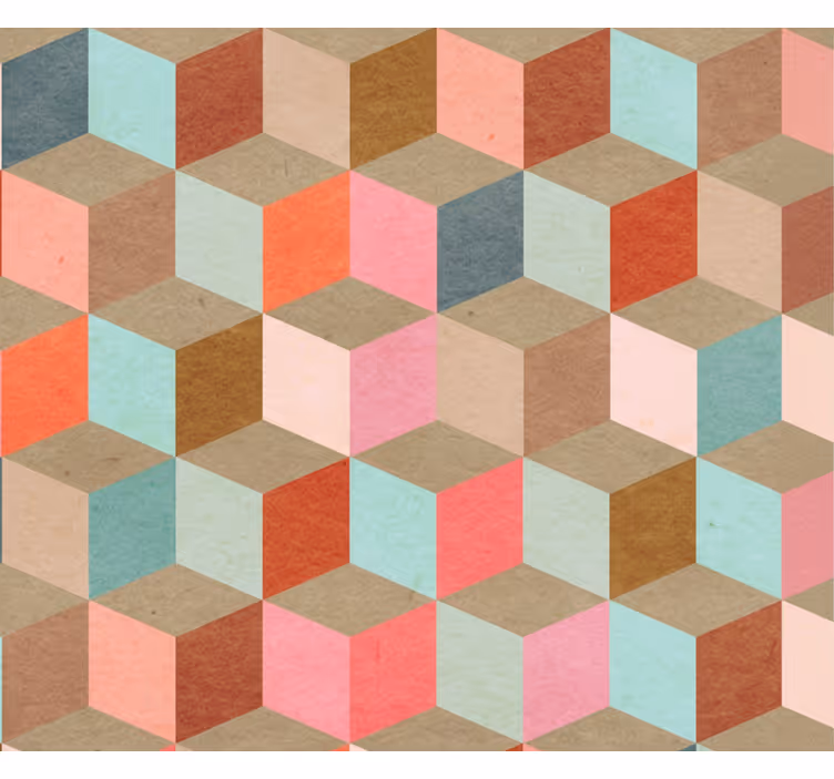Living room wallpaper pastel geometric kraft design - TenStickers
