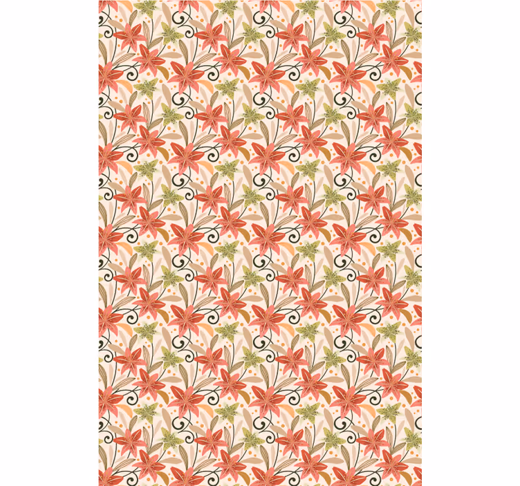 Hallway wallpaper with colourful vintage lilies pattern - TenStickers