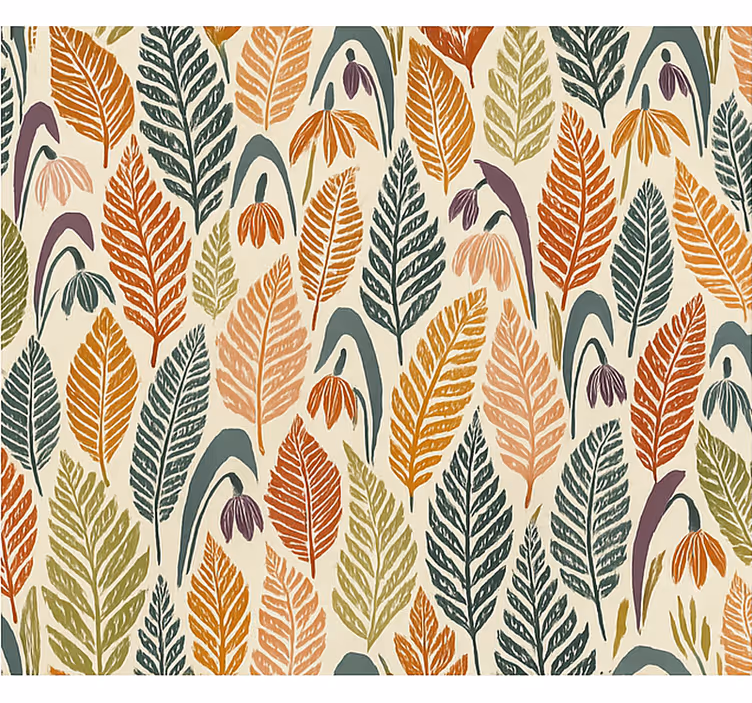 Nordic wallpaper multicolour snowdrop flowers - TenStickers