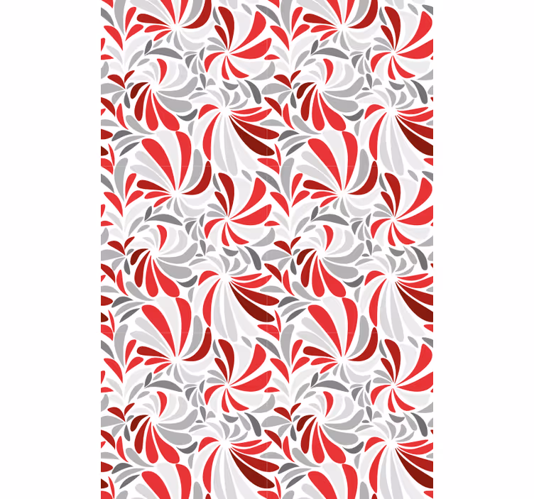 Classic wallpaper gray and red floral pattern - TenStickers