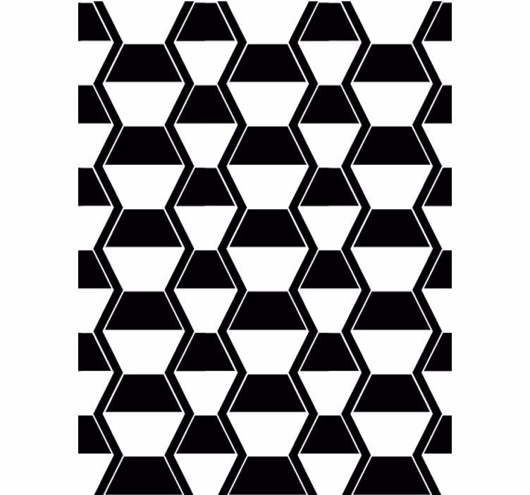 Living room wallpaper in cosmopolitan black white hexagons - TenStickers