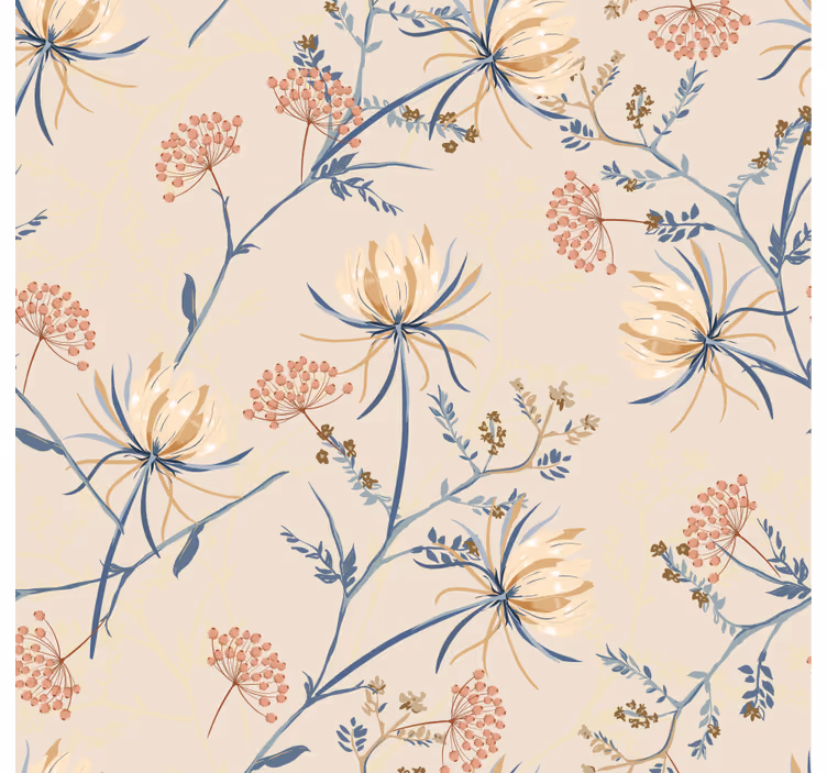 Living room wallpaper floral pattern accents - TenStickers