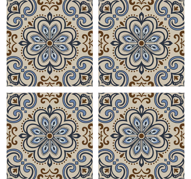 Floral tile tiles wallpaper - TenStickers