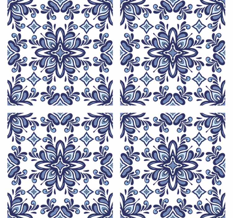 Tiles wallpaper blue moroccan design - TenStickers