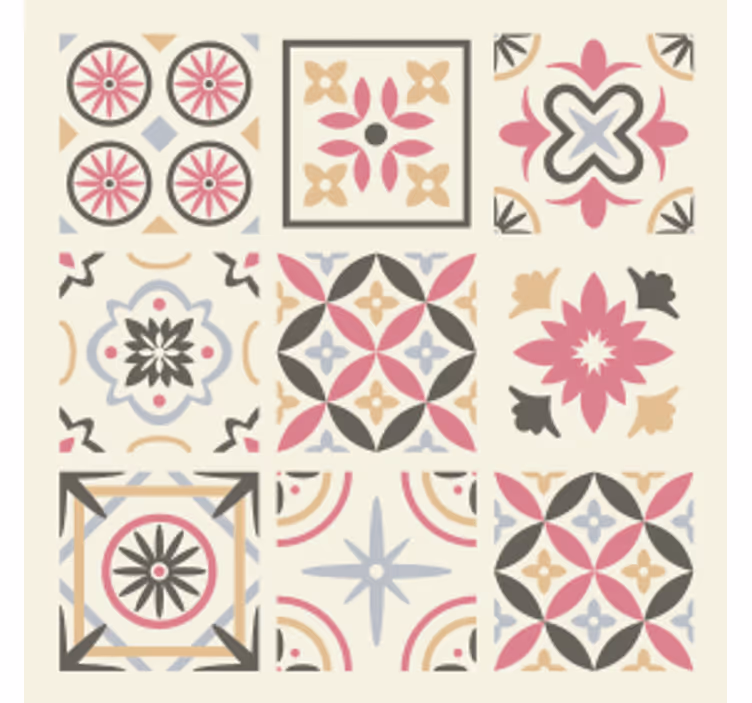 Tiles wallpaper geometric floral design - TenStickers