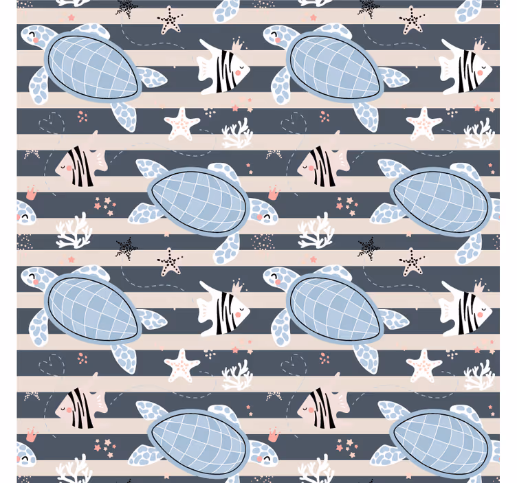 Vintage wallpaper turtle pattern design - TenStickers