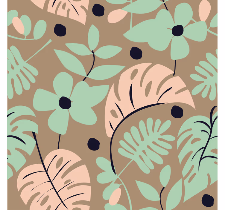 Flowers wallpaper in pastel color monstera design - TenStickers