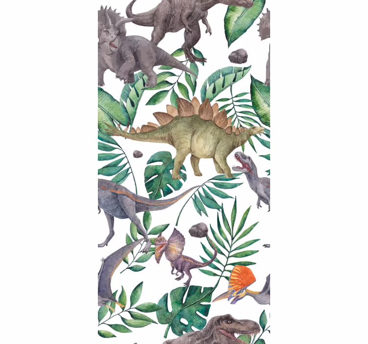 Dino wallpaper jurassic watercolor design - TenStickers