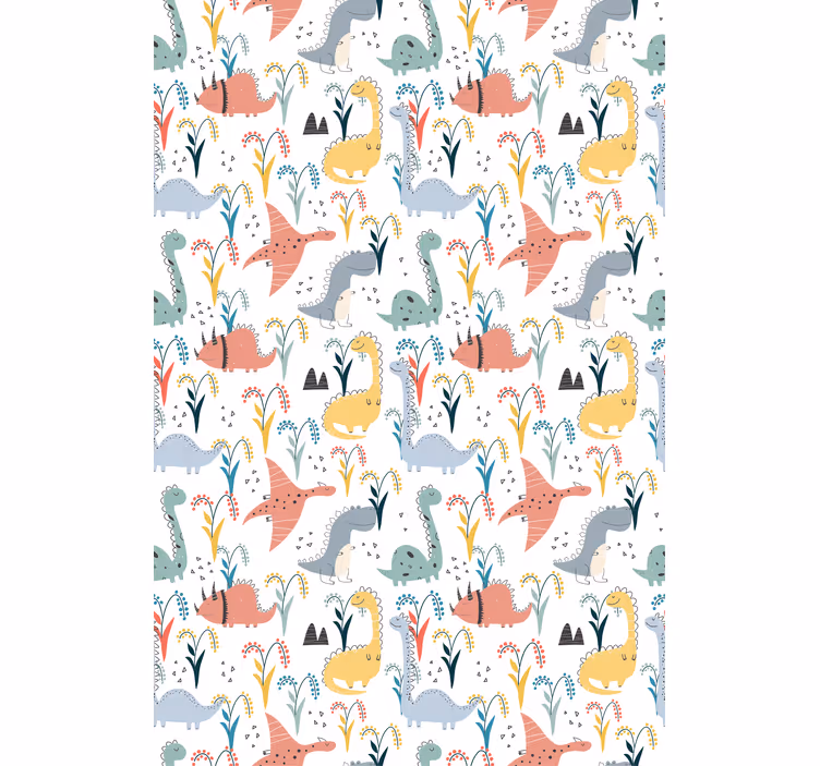 Dino wallpaper scandinavian colorful design - TenStickers