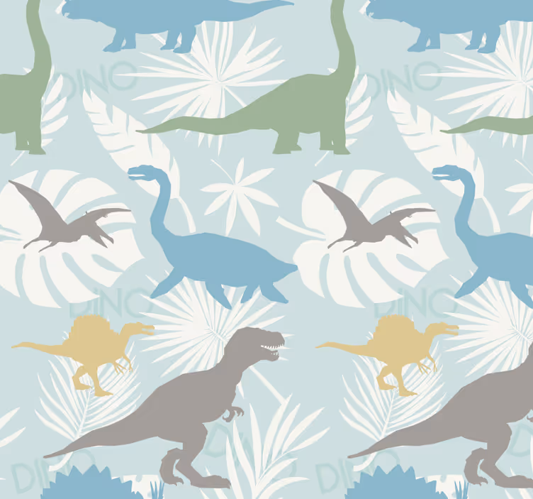 Dino wallpaper in pastel color pattern - TenStickers
