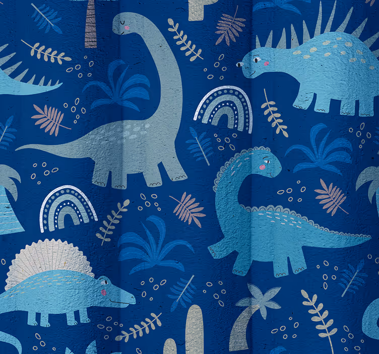 Dino wallpaper in blue hues - TenStickers