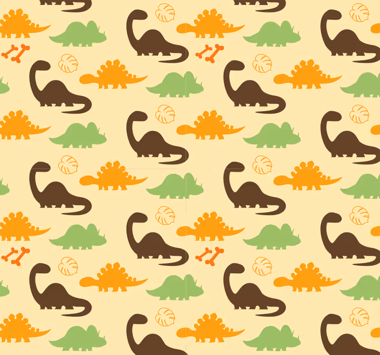 Dino wallpaper on a beige background - TenStickers