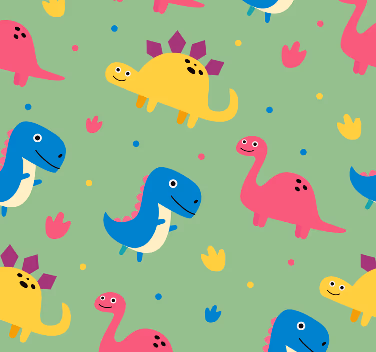 Dino wallpaper in vibrant colors - TenStickers