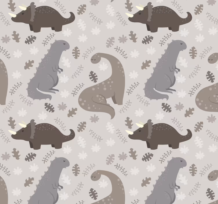 Dino wallpaper in grey pattern - TenStickers