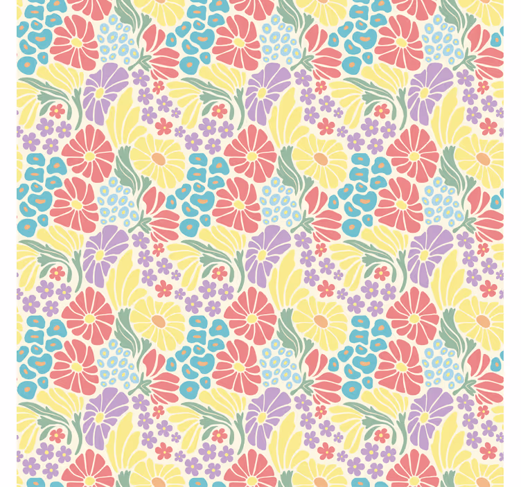 Living room wallpaper with pastel flowers design - TenStickers