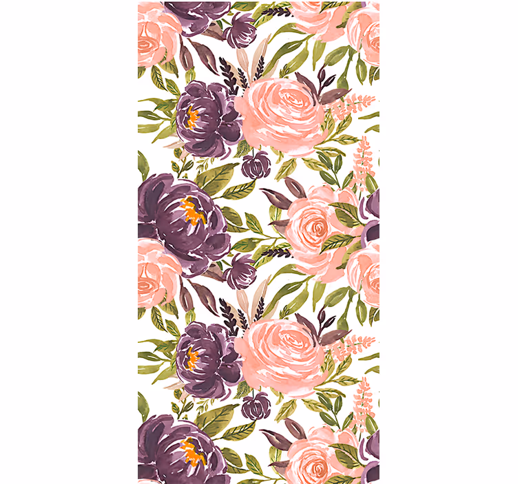 Living room wallpaper charming watercolor blooms - TenStickers
