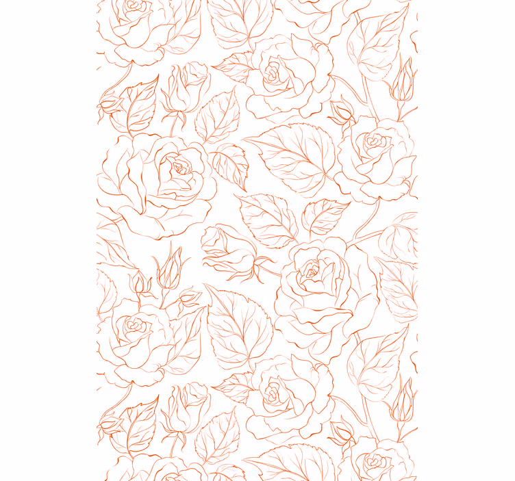 Living room wallpaper with delicate rose patterns - TenStickers