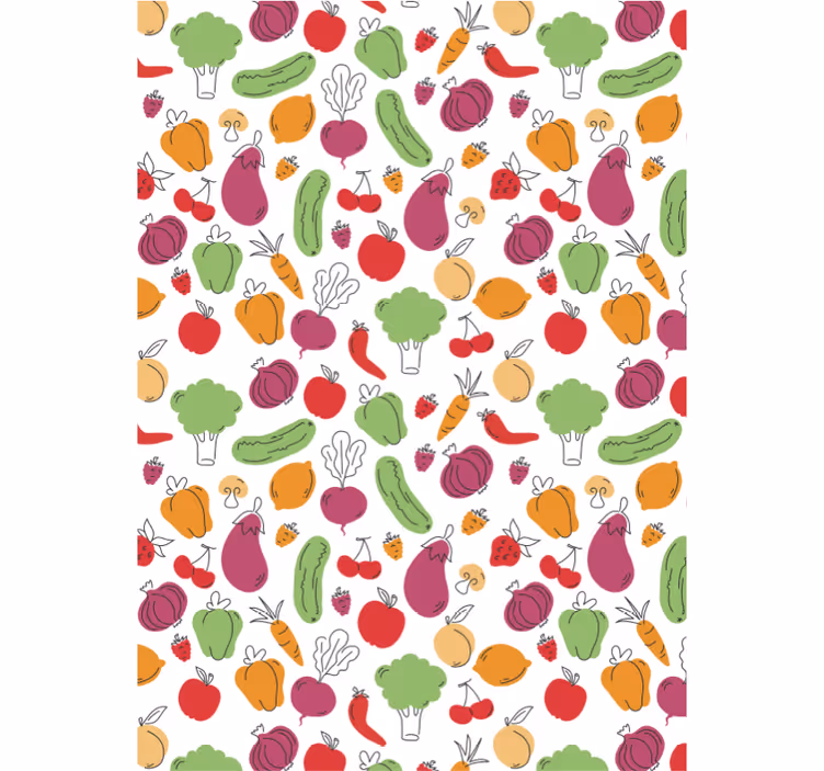 Kitchen wallpaper fruits and vegetables design - TenStickers