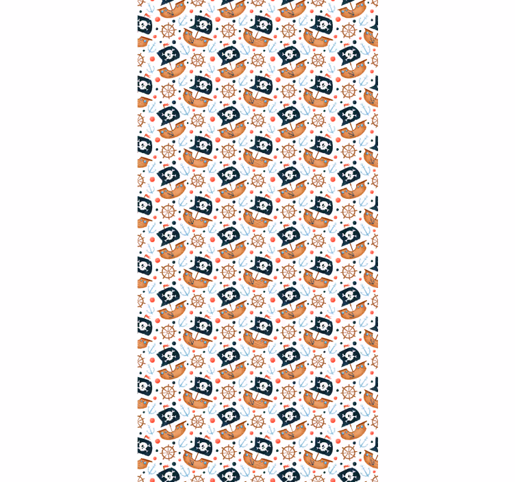 Modern wallpaper cute cartoon pirate ship pattern - TenStickers