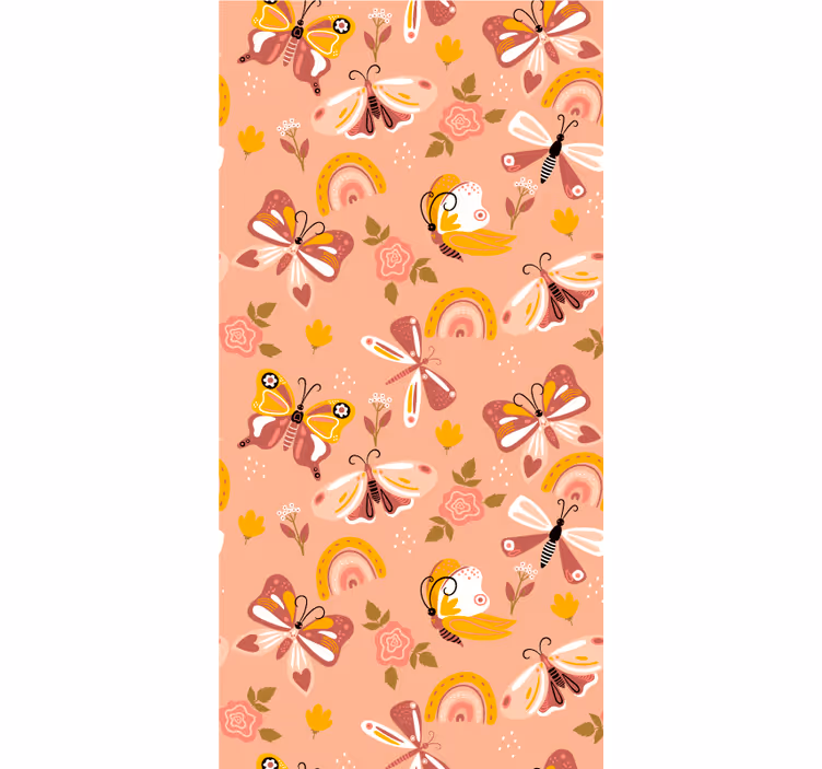 Modern wallpaper featuring boho butterflies and rainbows - TenStickers