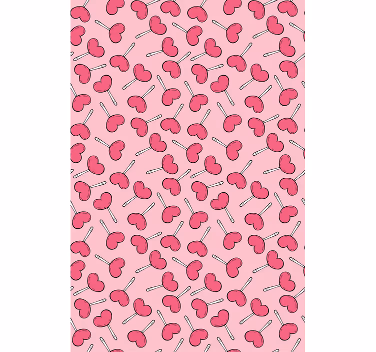 Modern wallpaper heart-shaped lollipops - TenStickers