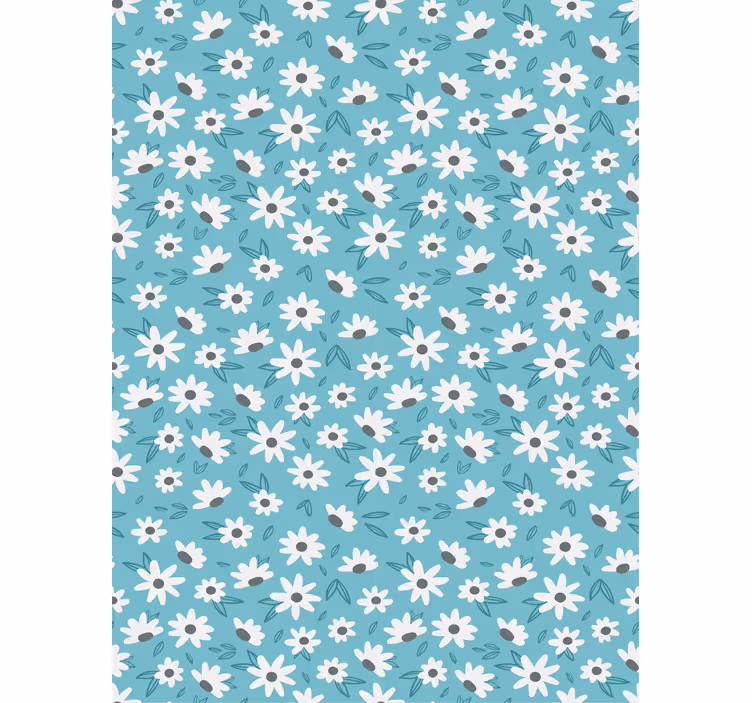 Dining room wallpaper daisy floral design - TenStickers