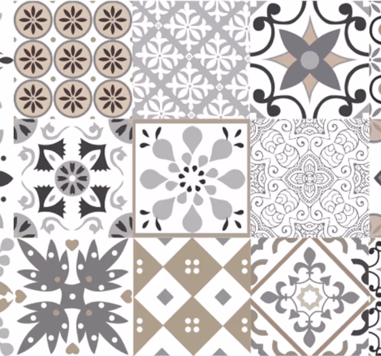 Kitchen wallpaper in grey mosaic design - TenStickers