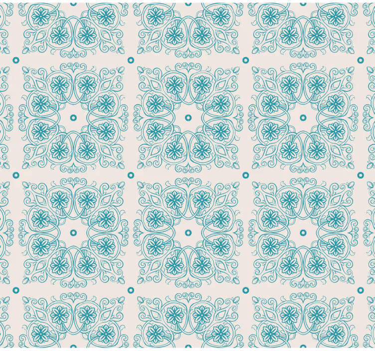 Kitchen wallpaper turquoise tile design - TenStickers