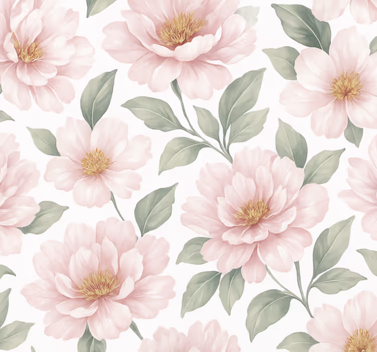 Living room wallpaper pastel peony floral - TenStickers