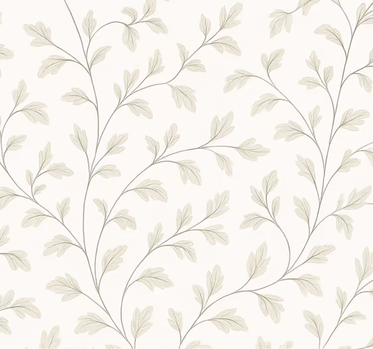 Living room wallpaper subtle leaf design - TenStickers