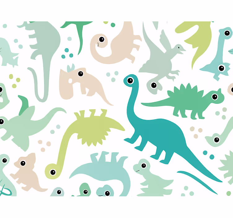 Wallpaper childrens room simple colorful dinosaur - TenStickers