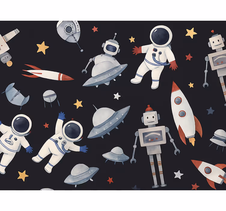 Cosmic kids wallpaper childrens room - TenStickers