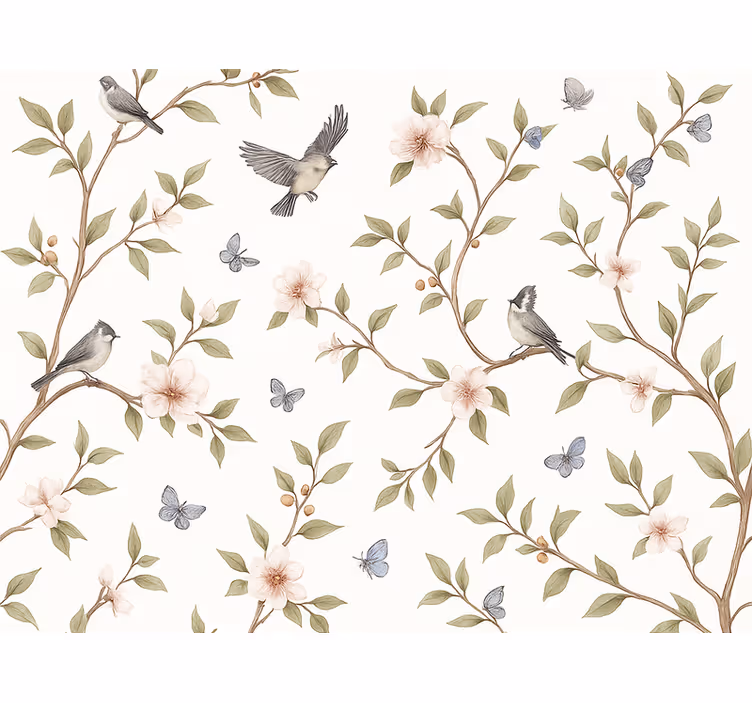 Birds wallpaper vintage blossom bird design - TenStickers