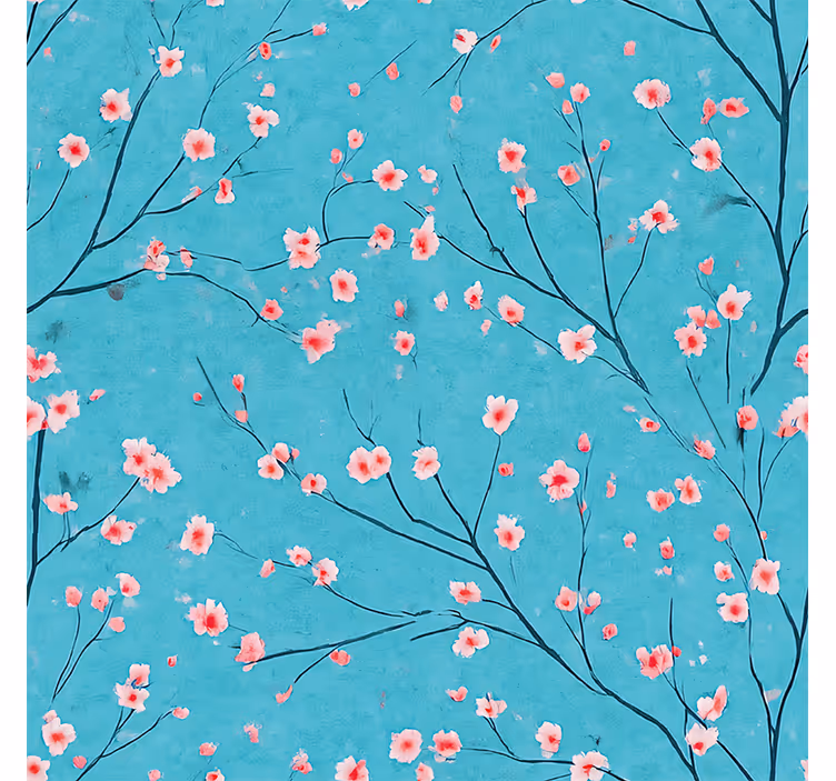 Flowers wallpaper teal cherry blossoms - TenStickers