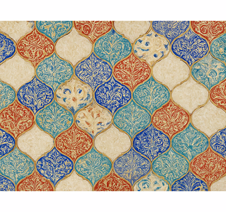 Living room wallpaper in colorful moroccan design - TenStickers