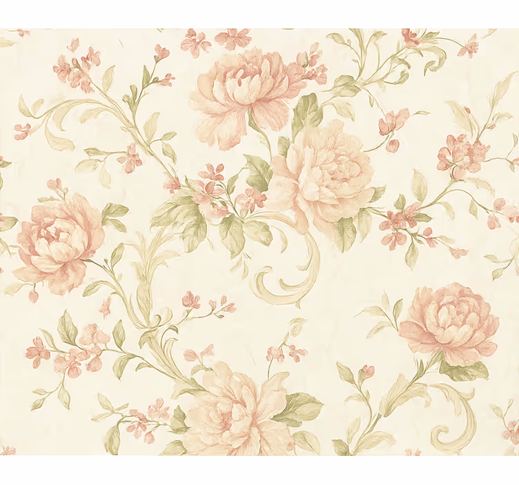 Master bedroom wallpaper light pink vintage floral design - TenStickers