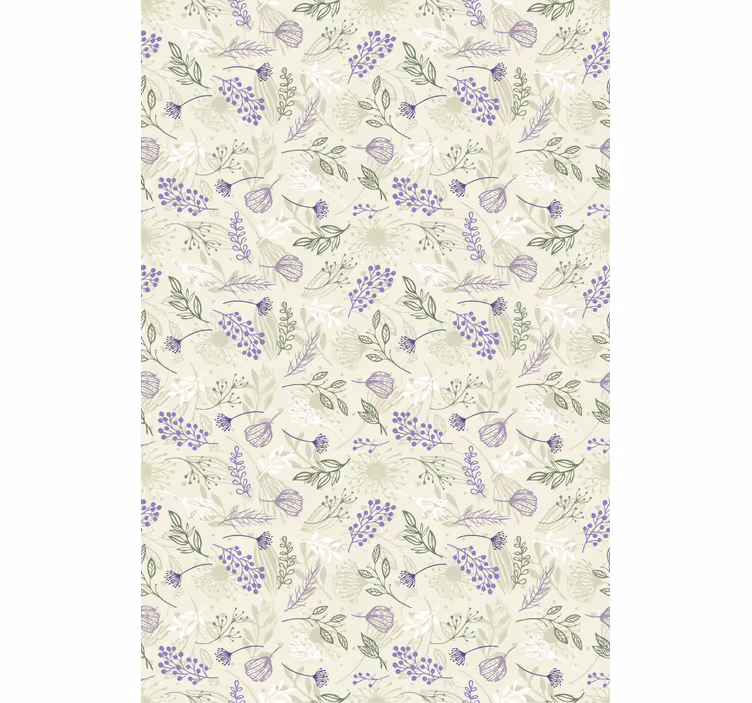 Purple flowers on green background flowers wallpaper - TenStickers