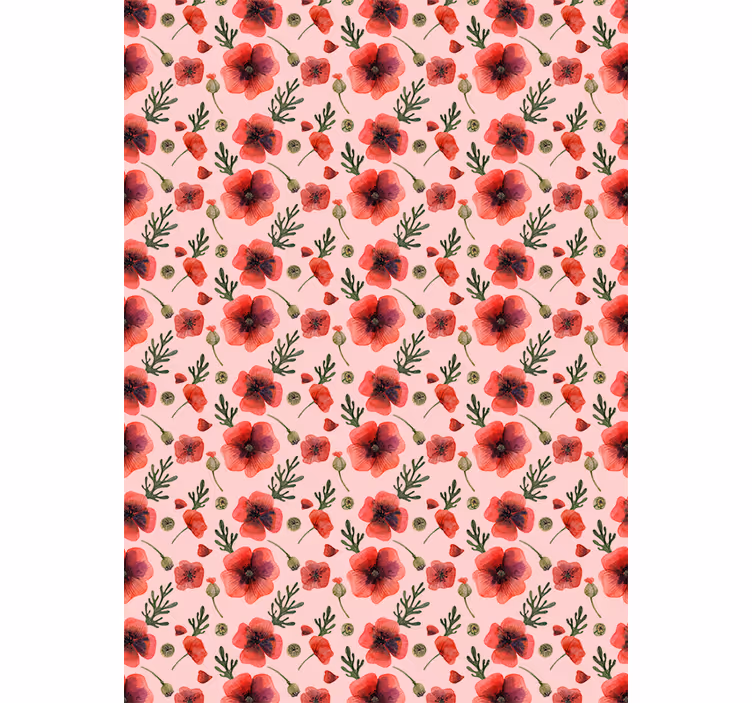 Flowers wallpaper watercolour poppies - TenStickers