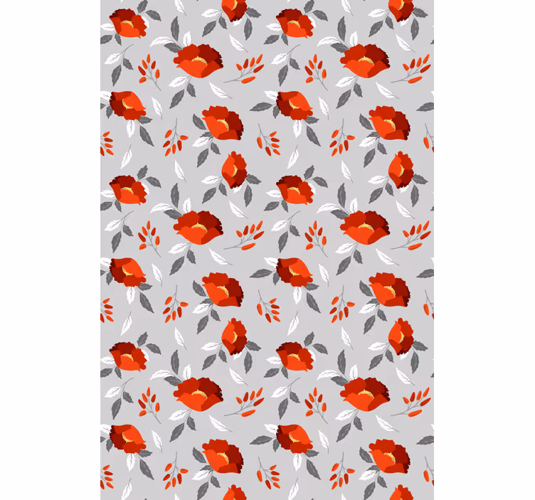 Flowers wallpaper floating red poppies - TenStickers
