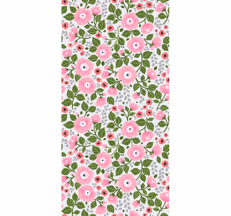 Flowers wallpaper pretty pink blooms - TenStickers