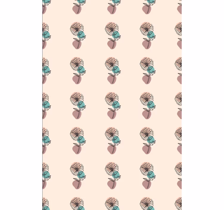 Flowers wallpaper daisy flower nature line art - TenStickers