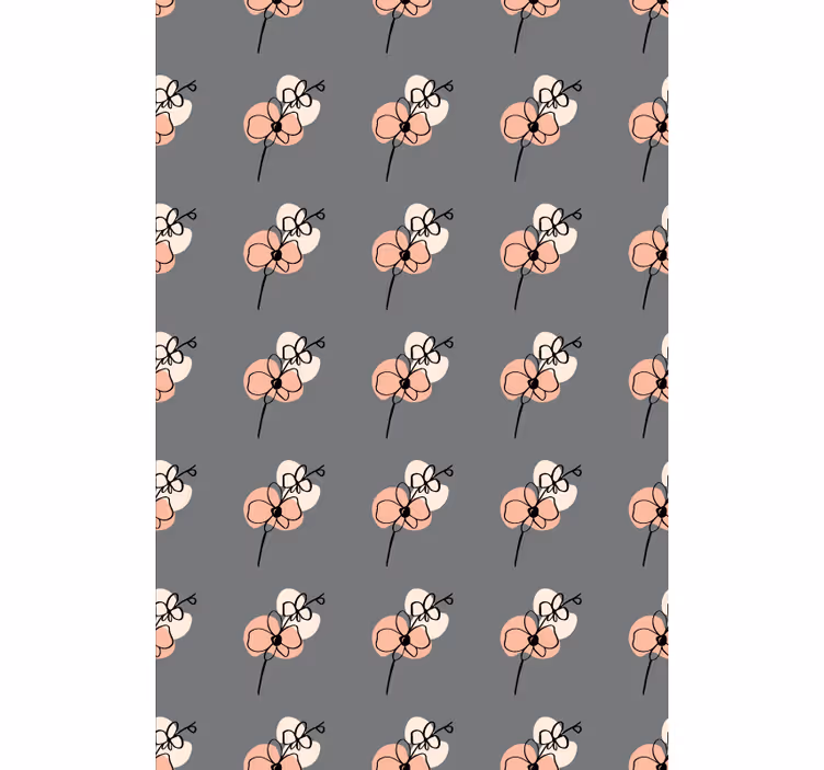 Wallpaper flowery orchids abstract line art design - TenStickers