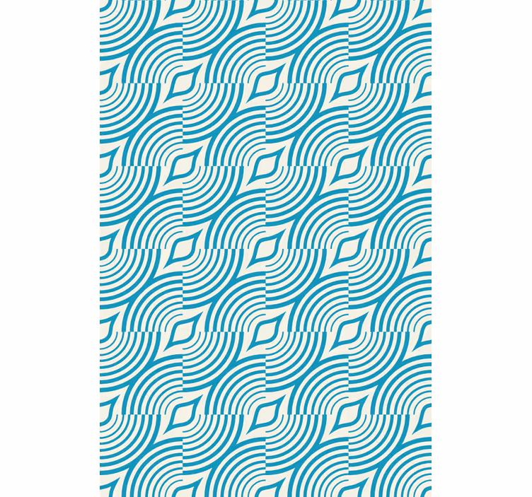 Wallpaper flowery ocean wave blue lines - TenStickers