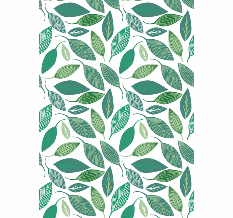 Wallpaper flowery green leaves nature pattern - TenStickers